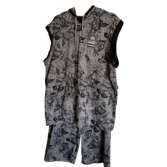 Ecko Unltd Mens Floral Hoodie Short Set Size Large 93% Polyester 7% Spandex - Picture 1 of 14